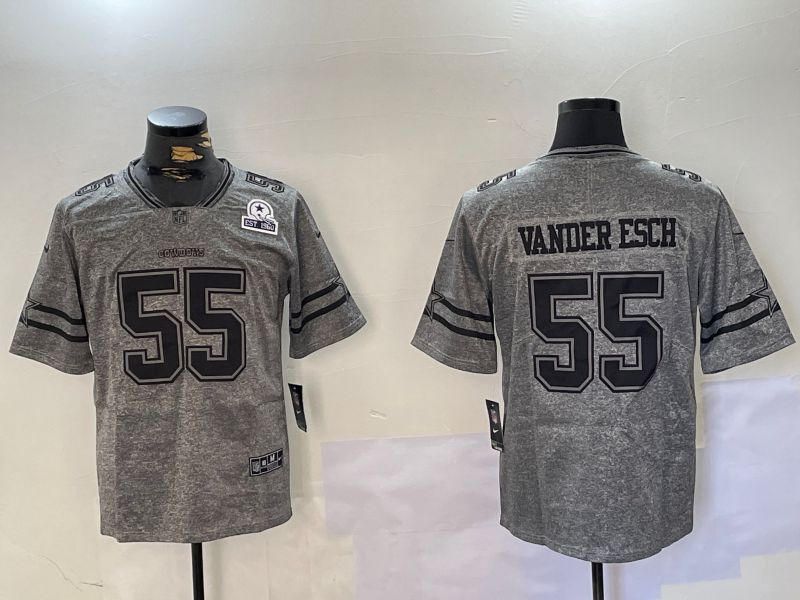 Men Dallas Cowboys #55 Vanderesch Grey 2024 Nike Limited NFL Jersey style 4